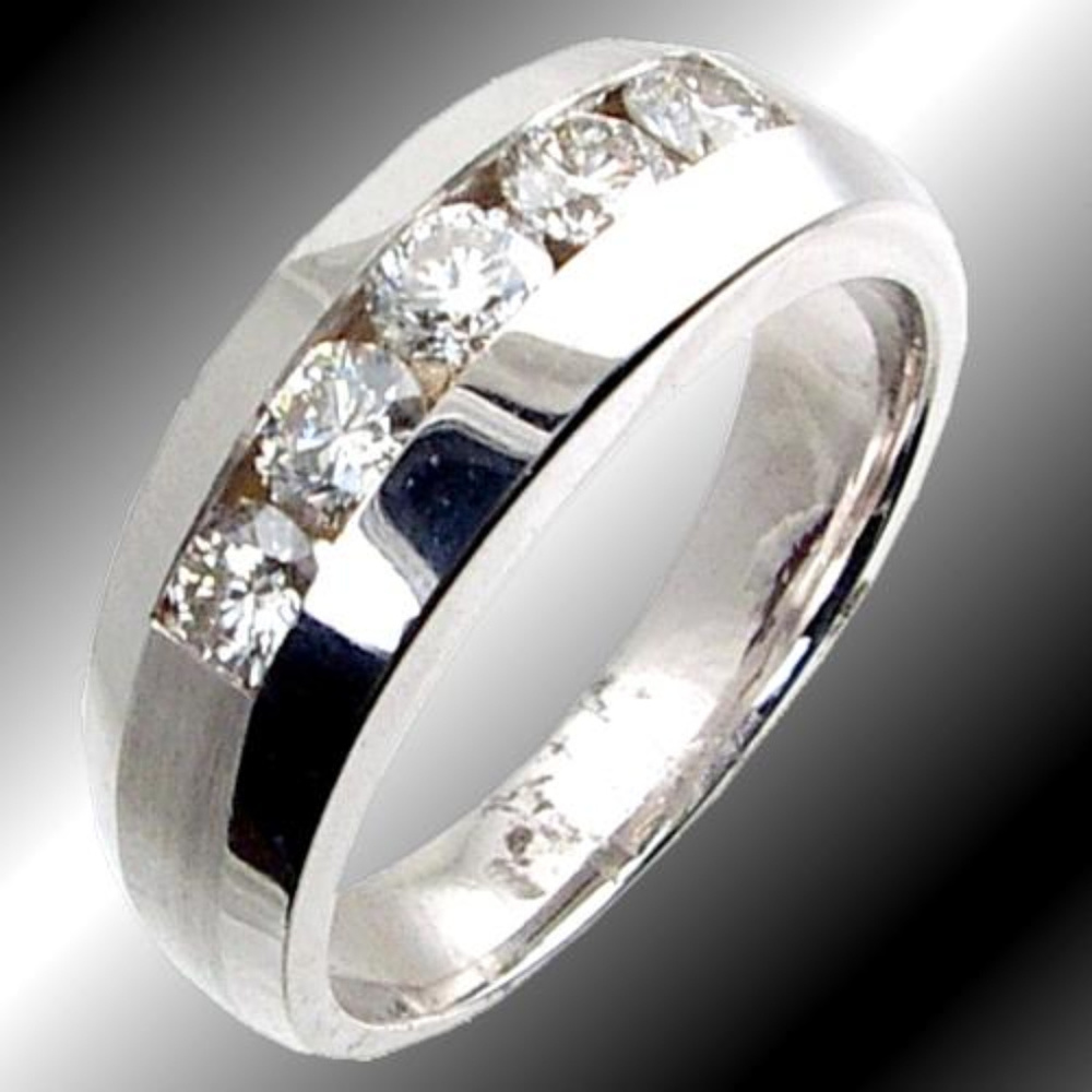 Channel Set RD Diamond Mens Wedding Ring 1.22TDW